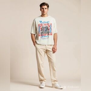 Men’s Rolling Stones Graphic T-Shirt - Cream Size Large